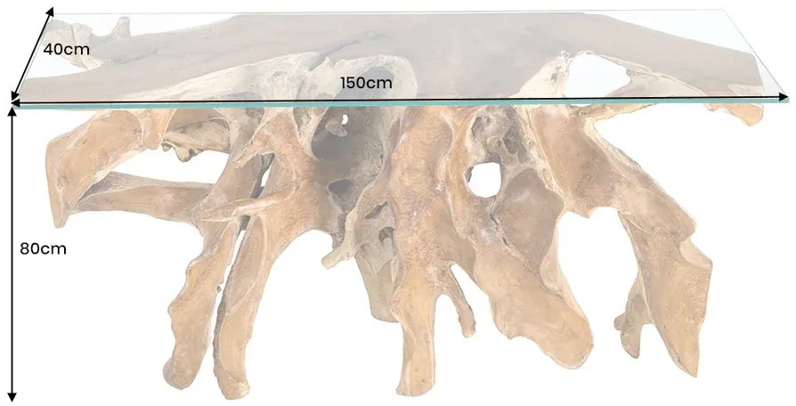 Konzolový regál ROOT 150 cm z teakového dreva