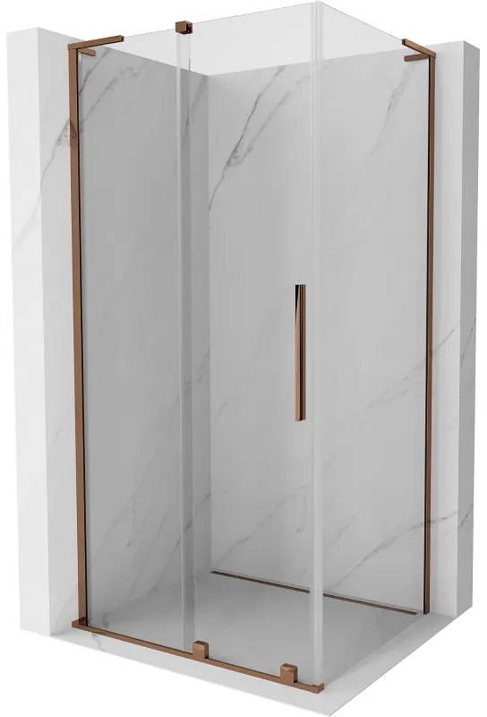 Mexen Velar L, sprchový kút s posuvnými dverami 110 x 75 cm, 8mm číre sklo, ružové zlato, 871-110-075-03-60