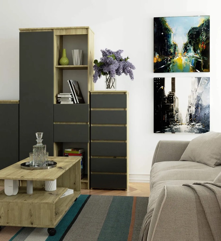 Komoda CL6 40 cm dub artisan/grafitovo šedá