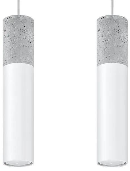 Závesné svietidlo Borgio, 2x betónové/biele kovové tienidlo