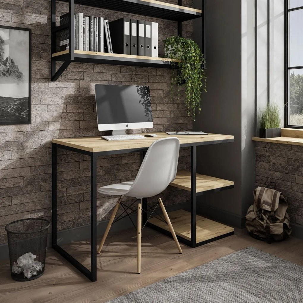 PISACÍ STÔL KARL II ČIERNY / DUB ARTISAN 120 cm