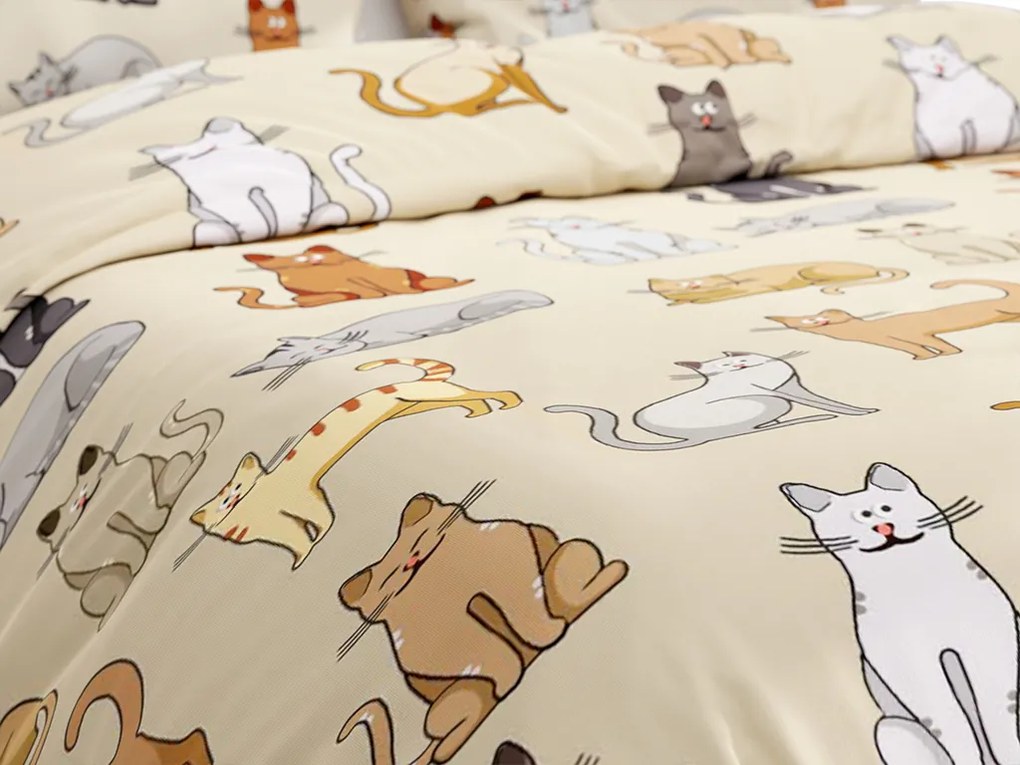 Bavlnené obliečky COLORED CATS BLEND krémové Rozmer obliečky: 70 x 90 cm | 140 x 200 cm