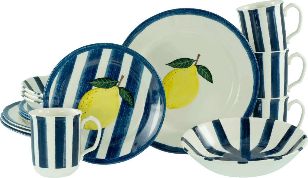 XXXLutz KOMBINOVANÝ SERVIS Summer Stripes Blau 16-dielne Creatable - Online Only bytové doplnky - 007768069001