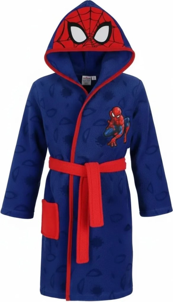 Chlapčenský coral fleece župan s kapucňou Spiderman, 122 / 128