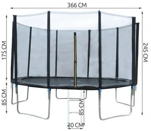 Záhradná trampolína Malatec 12FT/366 cm - T3252