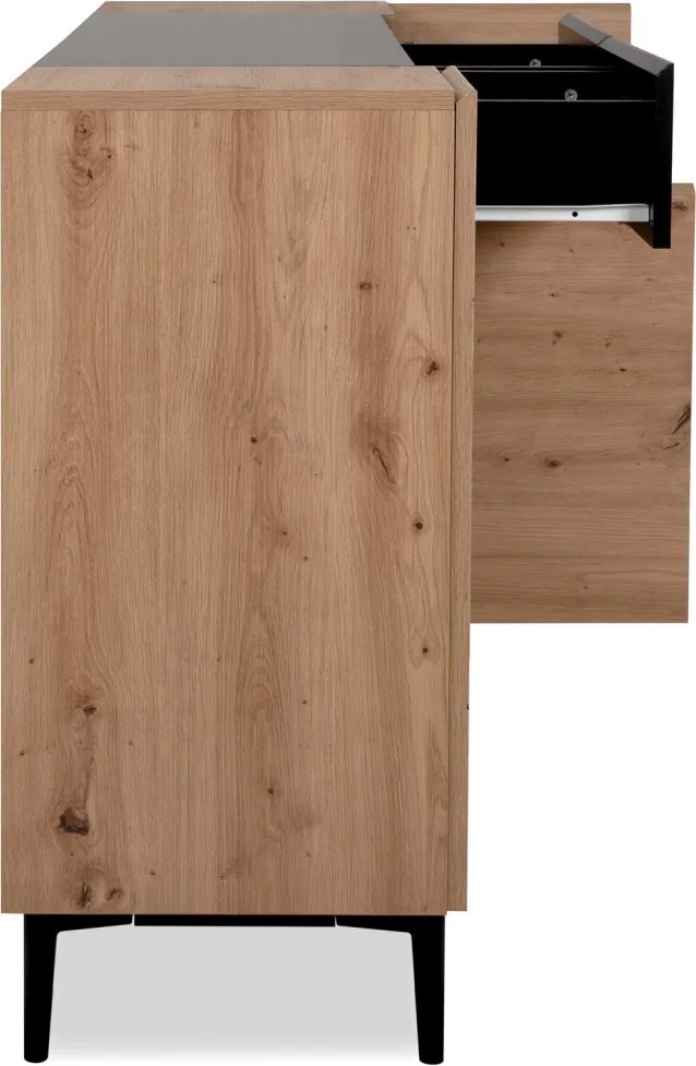 Široká komoda so zásuvkami Nola, dub artisan/čierna