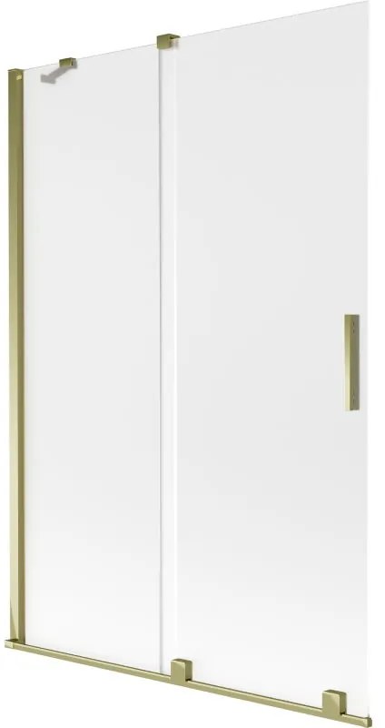 Mexen Velar, 2-krídlová posuvná vaňová zástena 120 x 150 cm, 8mm sklo námraza, zlatá lesklá, 896-120-000-31-50