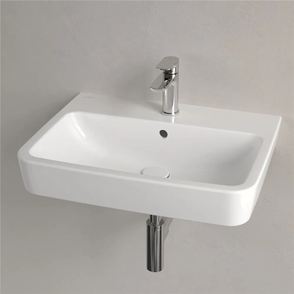 VILLEROY &amp; BOCH O.novo závesné umývadlo s otvorom (zadná a spodná strana brúsená), s prepadom, 600 x 460 mm, biela alpská, s povrchom AntiBac a CeramicPlus, 4A416GT2