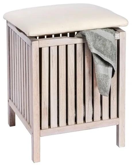 Biela kúpeľňová stolička s úložným priestorom z orechového dreva Wenko Norway