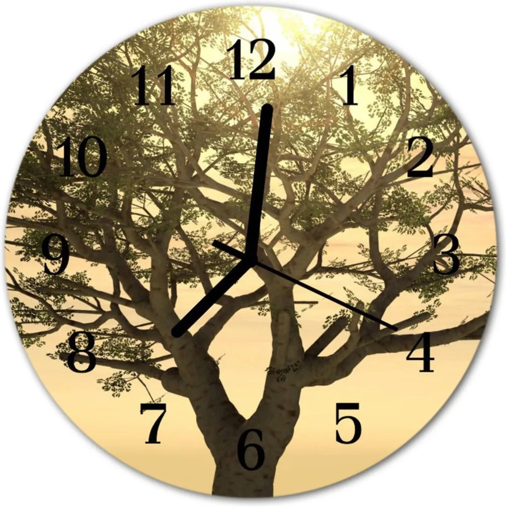 Sklenené hodiny okrúhle  strom