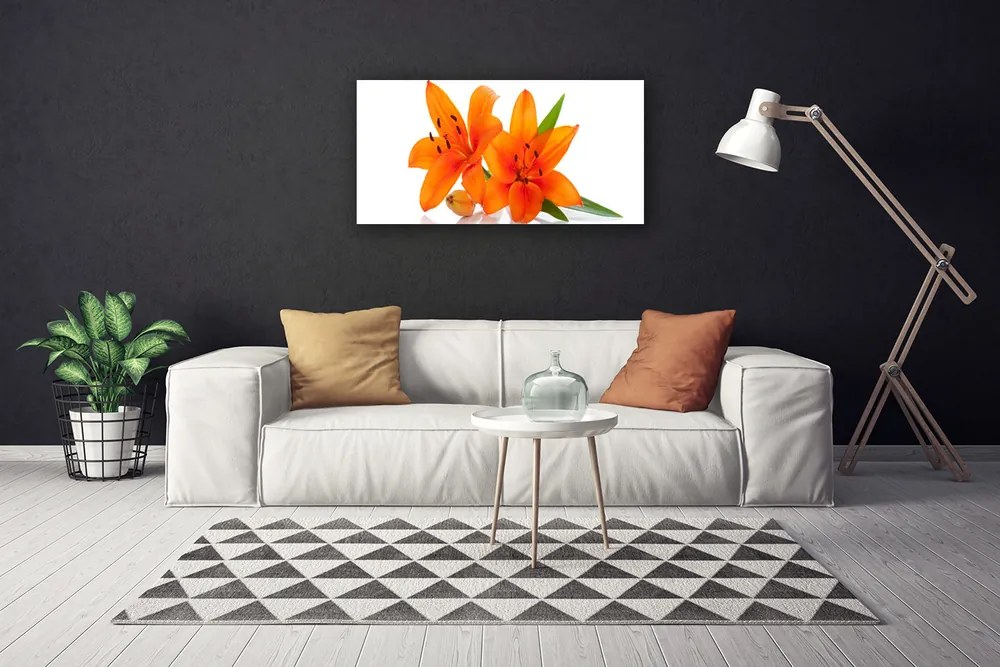 Obraz na plátne Oranžové kvety 140x70 cm