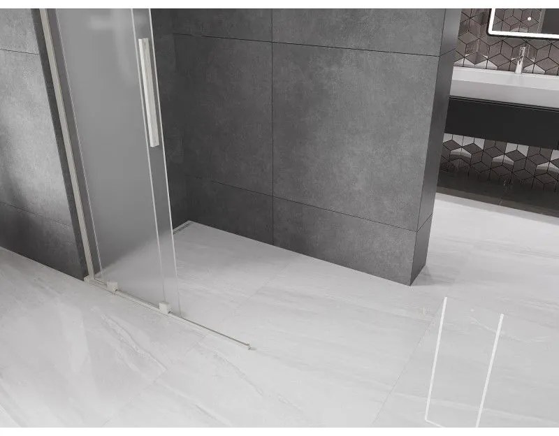 Mexen Velar L, posuvná sprchová zástena Walk-in 110 x 200 cm, 8mm sklo námraza, brúsená oceľ, 871-110-003-33-97