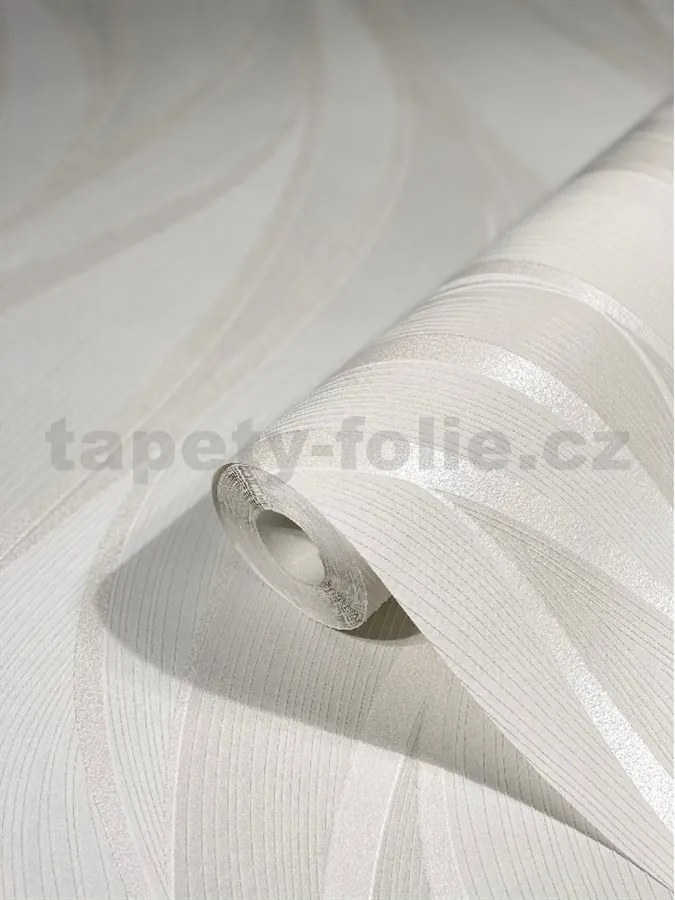 Vliesové tapety na stenu Hailey 82231, rozmer 10,05 m x 0,53 m, vlnovky krémovo biele, NOVAMUR 6794-10