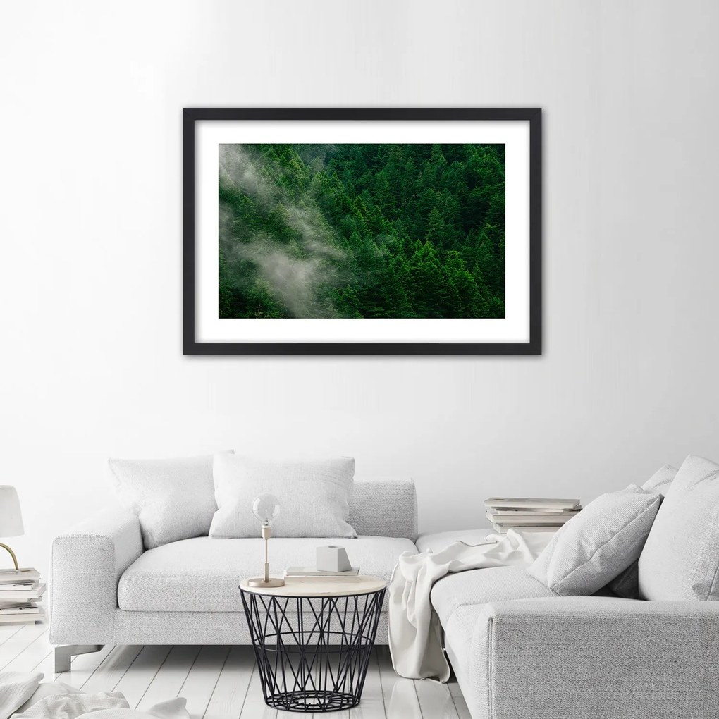Gario Plagát Hmla nad lesom Farba rámu: Čierna, Rozmery: 60 x 40 cm