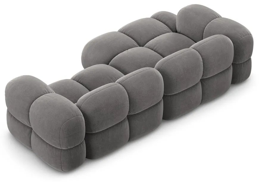 Sivá zamatová rohová pohovka (ľavý roh/s leňoškou) Loretto – Cosmopolitan Design