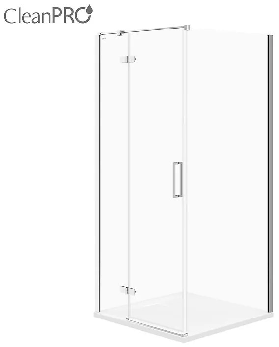 Cersanit Jota, rohový sprchovací kút 90 (dvere ľavé) x 90 (stena) x 195, 6mm číre sklo, chrómový profil, S160-001