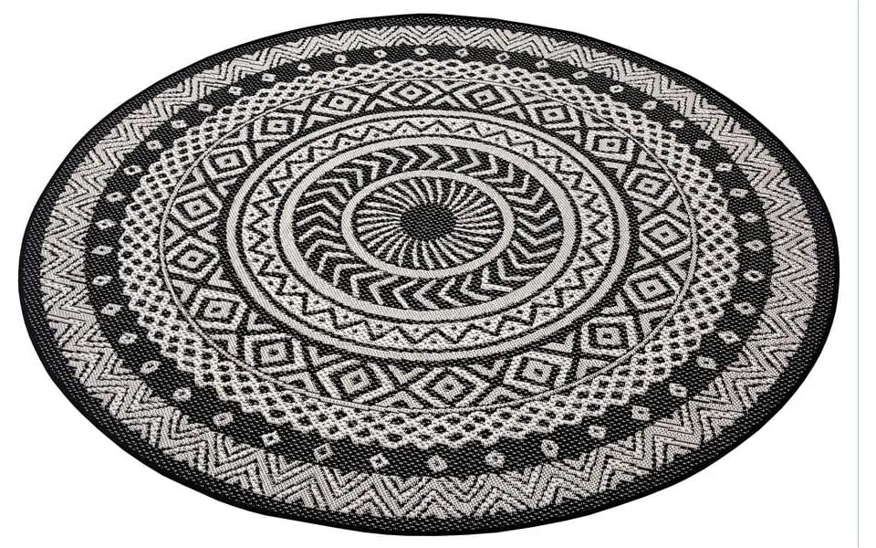 Čierno-sivý vonkajší koberec Ragami Round, ø 160 cm