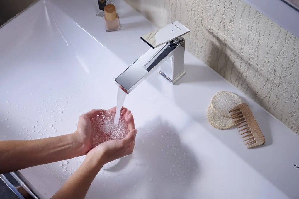 Hansgrohe Tecturis E, páková umývadlová batéria 110 CoolStart EcoSmart+ s odtokovou garnitúrou, chrómová, HAN-73014000