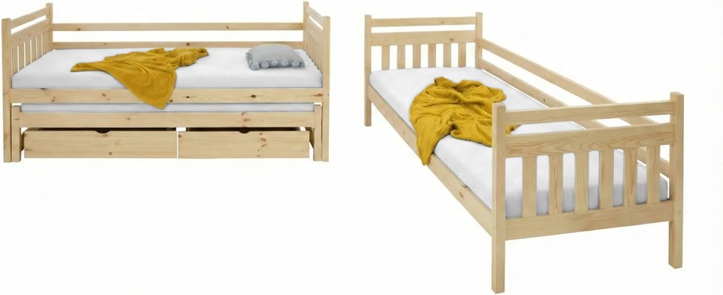 Wilsondo Poschodová posteľ s prístelkou Petra 5 - prírodná Rozmer: 180x80