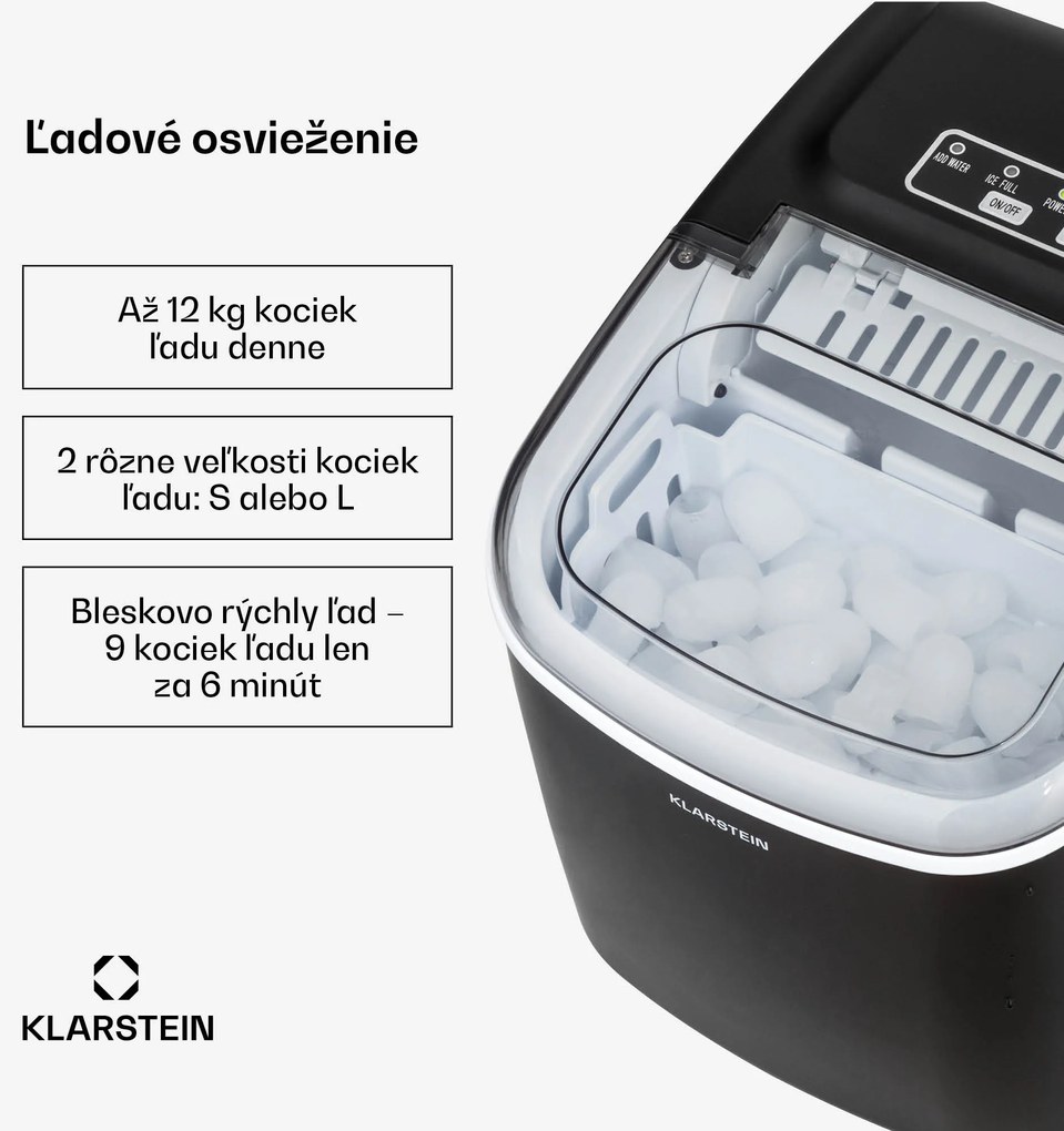 Klarstein Caldwell, výrobník ľadu, 12 kg/24 h, nádrž 1,3 l