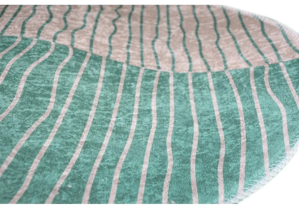 Umývateľný okrúhly koberec v tyrkysovo-krémovej farbe ø 120 cm Yuvarlak – Vitaus