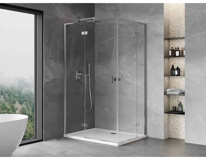 Mexen Mist-H L Duo, 2-krídlový sprchový kút 100 x 95 cm, číre sklo, chrómový profil, 8A5L-100L-095P-01-00