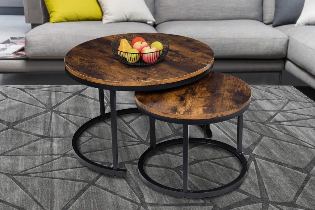 Sada stolov GALEN hnedá/čierna