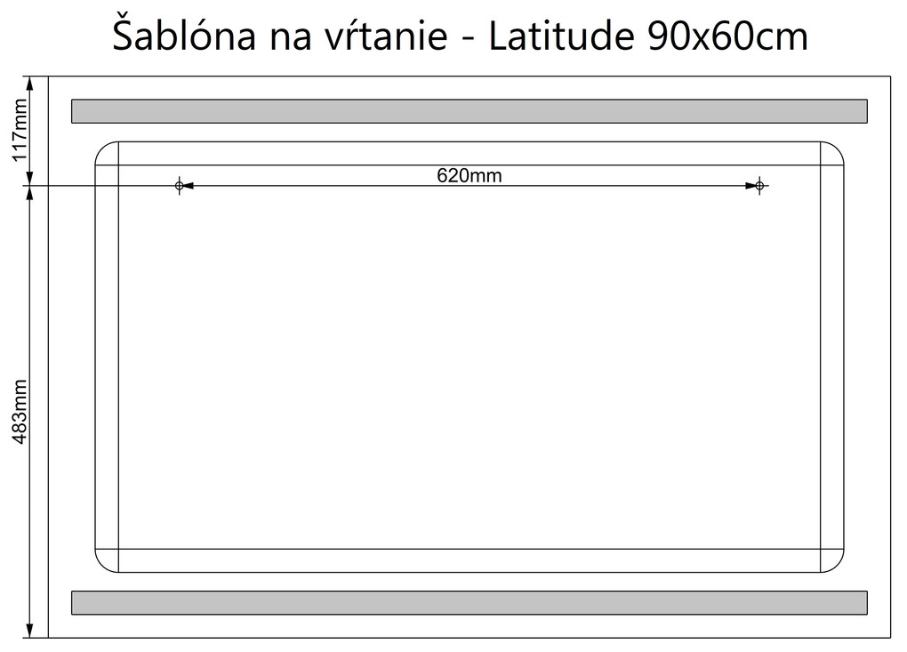 LED zrkadlo Latitudine 90x60cm teplá biela - wifi aplikácia