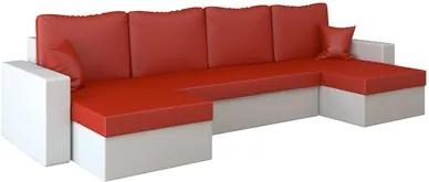 Rohová rozkladacia sedacia súprava z eko-kože RUMBA Červená/svetlo šedá