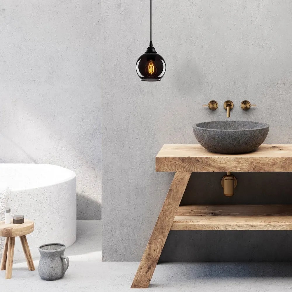 Čierne závesné svietidlo so skleneným tienidlom ø 15 cm Smoked – Opviq lights