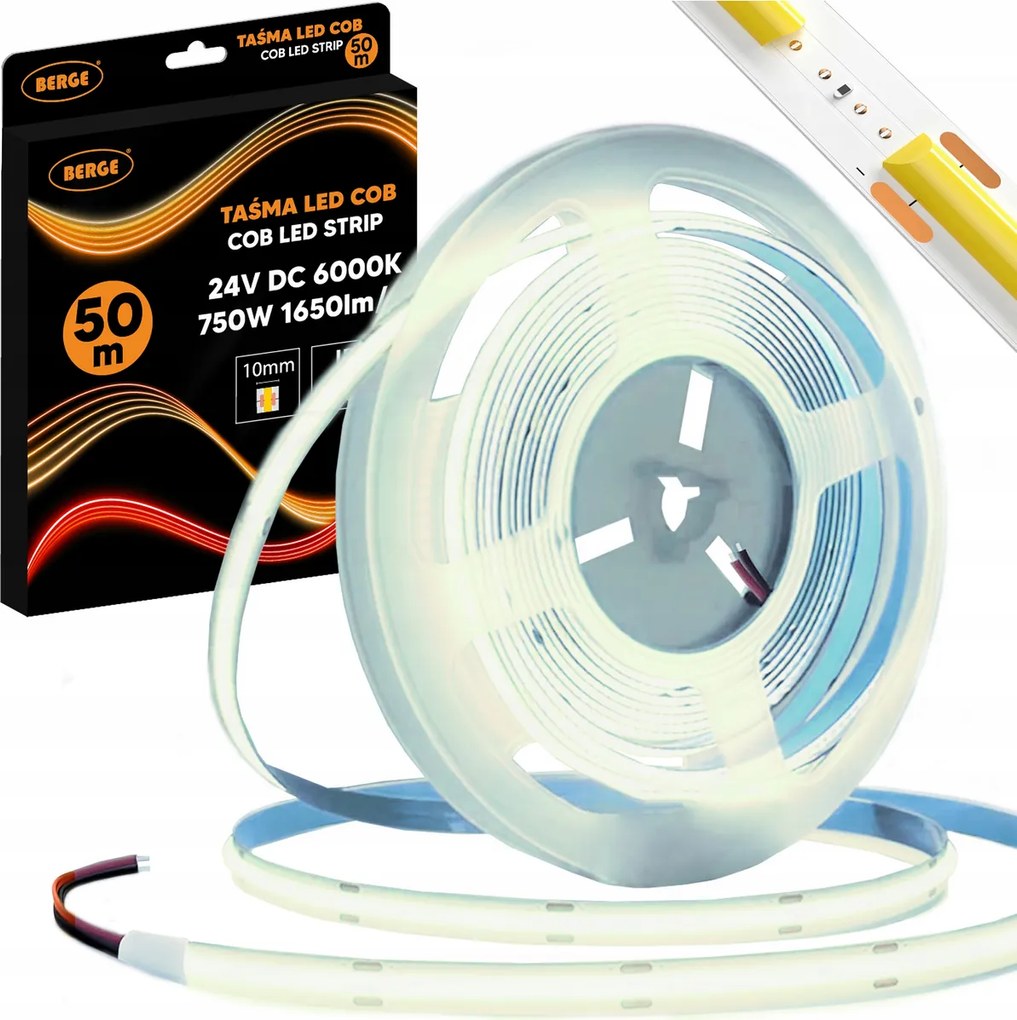 BERGE LED pásik COB Neon 24V - 528D - 15W/m - IP20 - 1650lm - 50m - studená farba