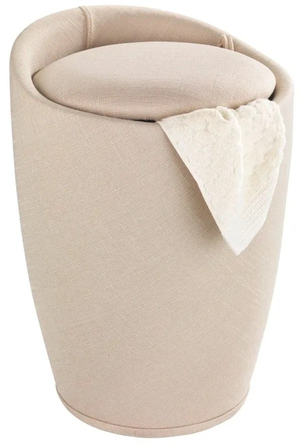 Béžový kôš na bielizeň a taburetka v jednom Wenko Linen Look