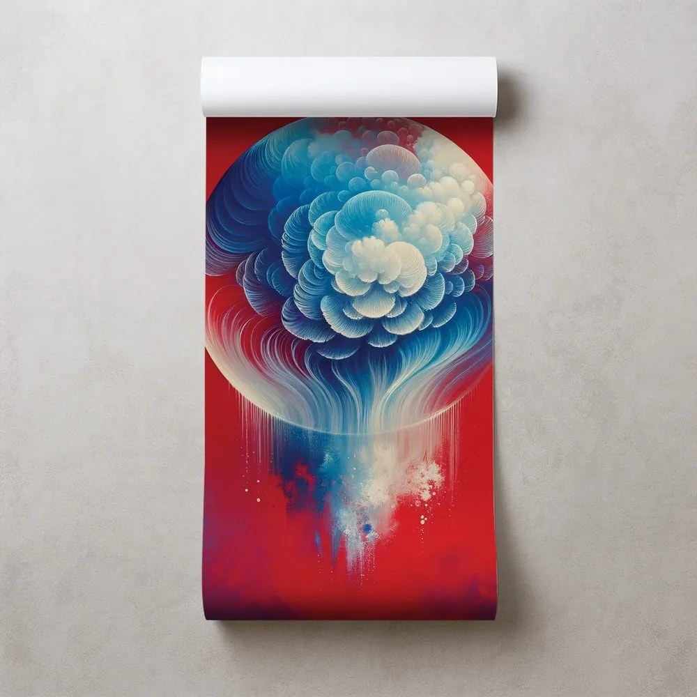 Tapeta abstraktná modro-červená medúza