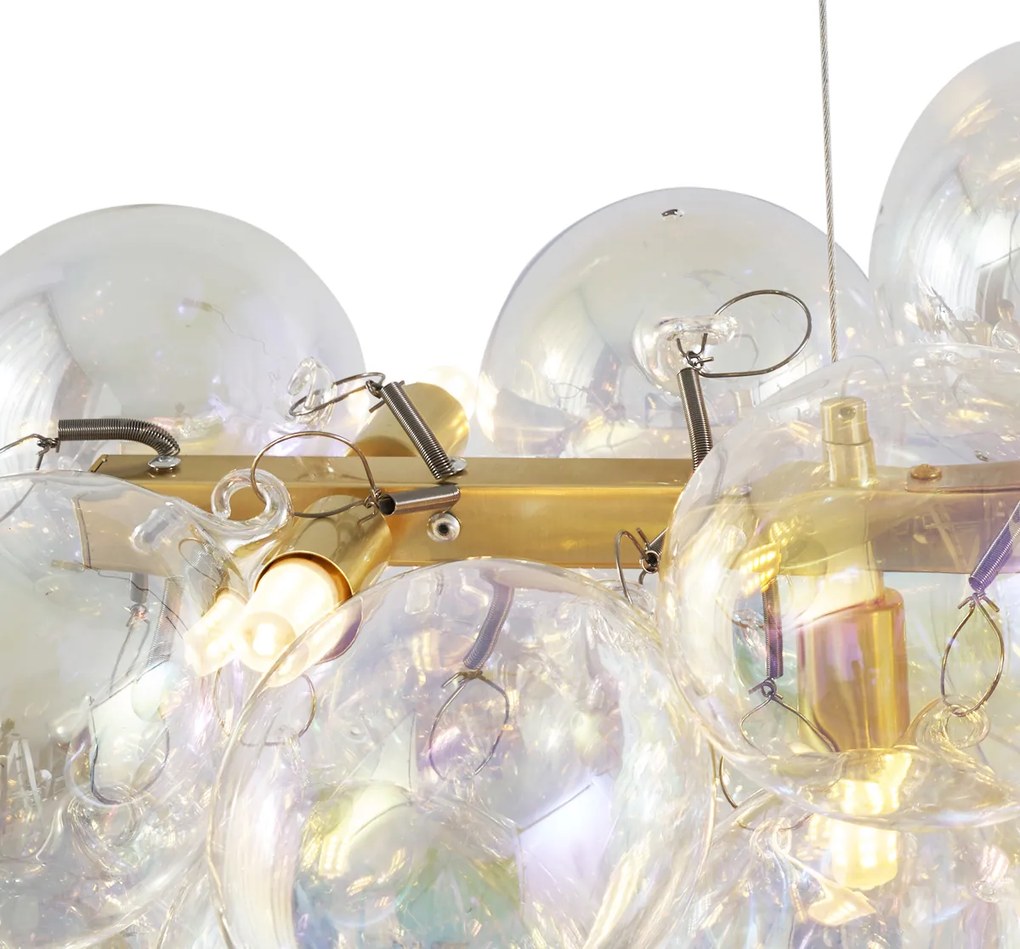 Dizajnové závesné svietidlo zlaté s dúhovým sklom 8-svetiel - Uvas