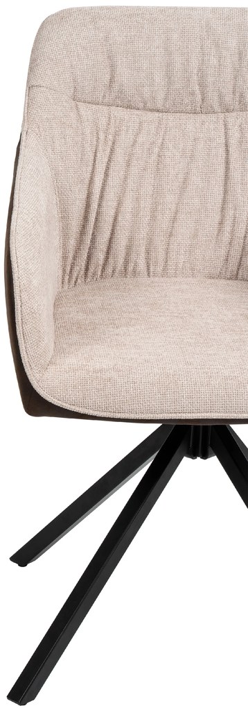 Noela Otočná jedálenská stolička látková LOREN hnedá/krémová