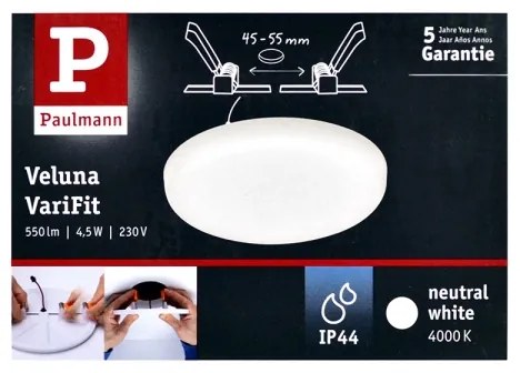 Paulmann 92390 - LED/4,5W IP44 Kúpeľňové podhľadové svietidlo VARIFIT 230V