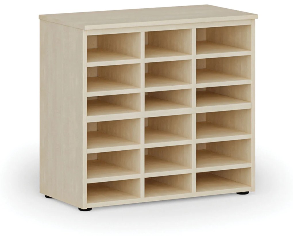 Triediaci regál PRIMO WOOD, 740 x 800 x 420 mm, 18 priehradok, breza