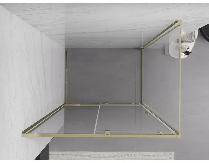 Mexen Exo, posuvný sprchový kút 130 x 80 cm, číre sklo, zlatá, 8151-130-080-50-00