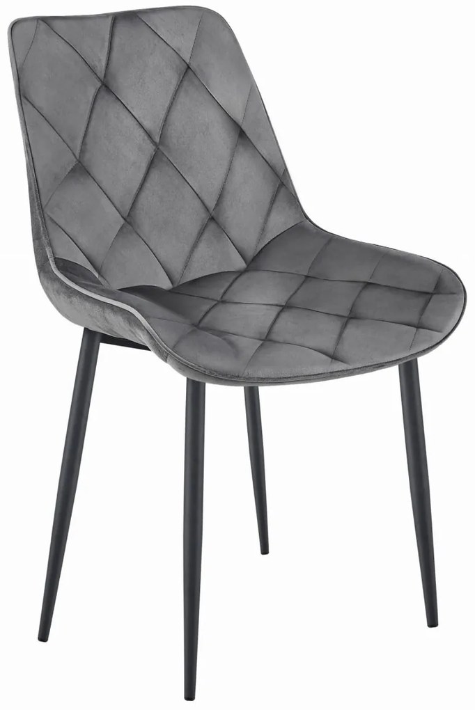 Zamatová jedálenská stolička TOR, tmavo sivá