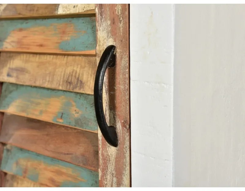 furniture-nabytek.cz - Masívna skriňa do kúpeľne Perth z recyklovaného dreva, lakovaná, biela/barevná – 45×43×180 cm