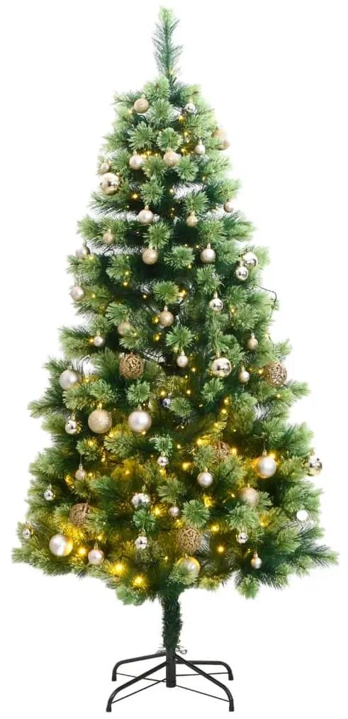 Umelý výklopný vianočný stromček 150 LED a sada gúľ 150 cm 3210294