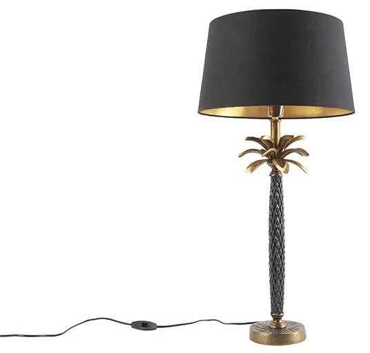 Stolná lampa Art Deco bronzová s čiernym tienidlom 35 cm - Areka