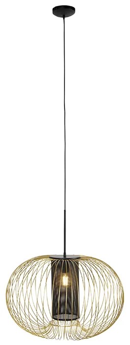 Dizajnové závesné svietidlo zlaté s čiernou 60 cm - Marnie