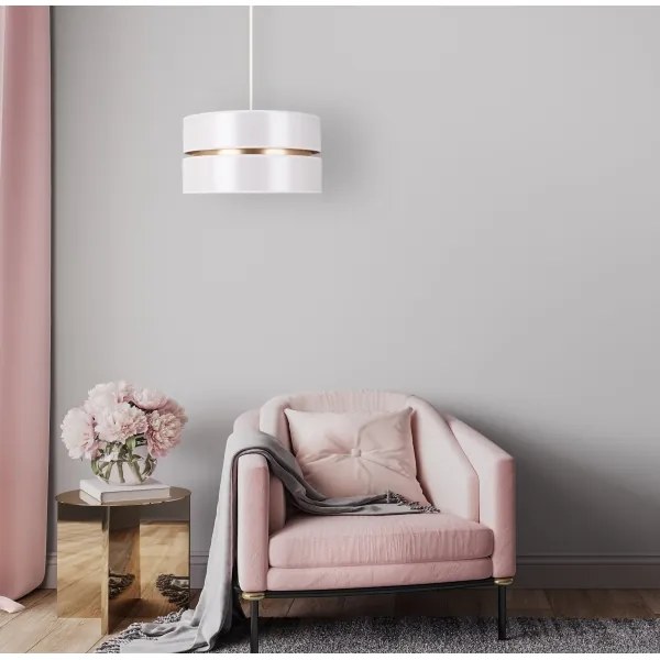 Duolla - Luster na lanku DUO 1xE27/15W/230V pr. 40 cm biela/zlatá