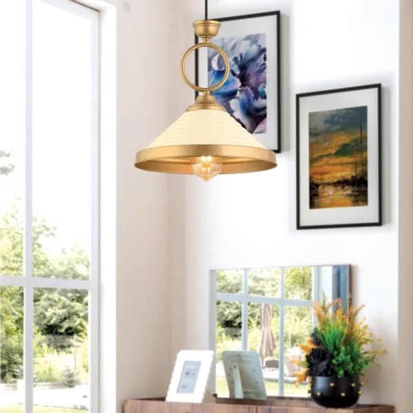 Závesné svietidlo MONZA na kábli, 1xE27/40W/230V, priemer 30 cm, krémová/bronzová