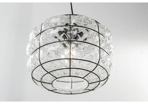 SIRU - Luster na lanku TERRA 1xE27/60W/230V čierna/číra benátske sklo