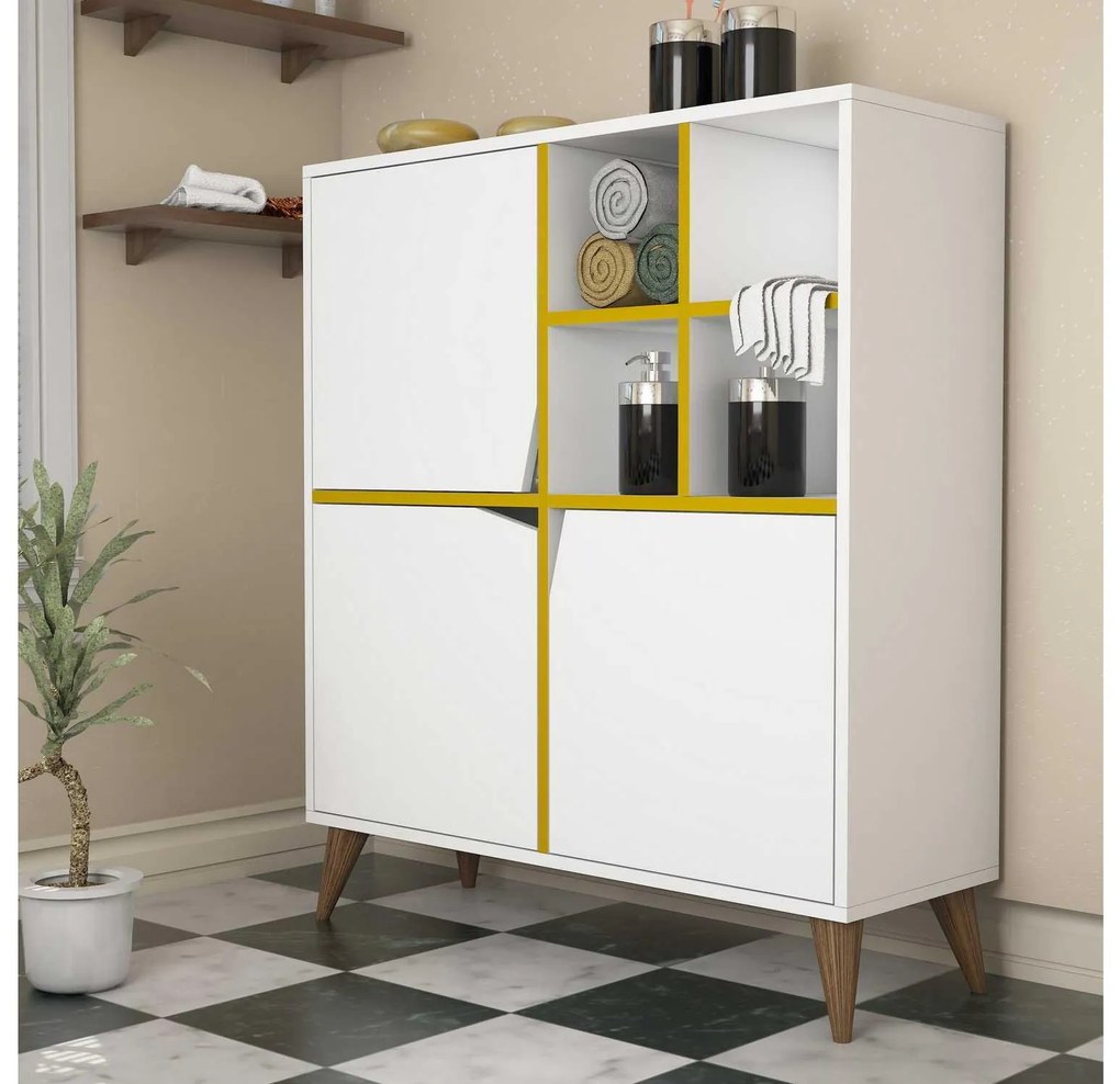 Skrinka Phoebe (biela + žltá). Akcia -20%. Vlastná spoľahlivá doprava až k Vám domov. 1088780
