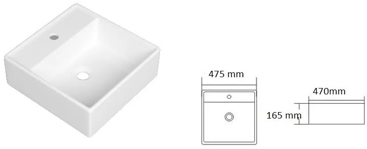 Gamma Noxa, umývadlo na dosku 475x470x165 mm, biela lesklá, GMA-UC-NOXA