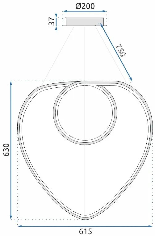 Toolight, Moderné LED závesné stropné svietidlo + diaľkový ovládač APP796-CP, čierna, OSW-05502