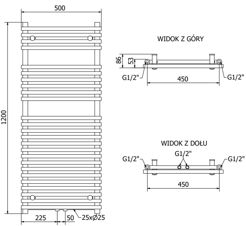 Mexen Sol vykurovacie teleso 1200 x 500 mm, 569 W, antracitová, W125-1200-500-00-66